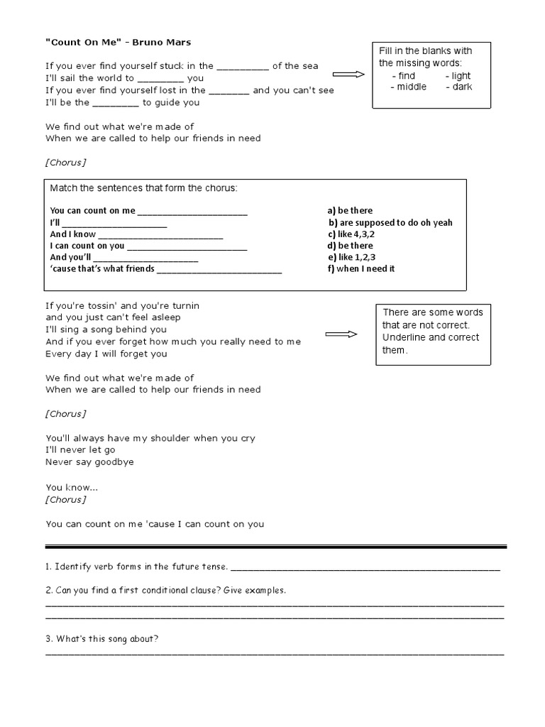 Bruno Mars Count On Me Pdf