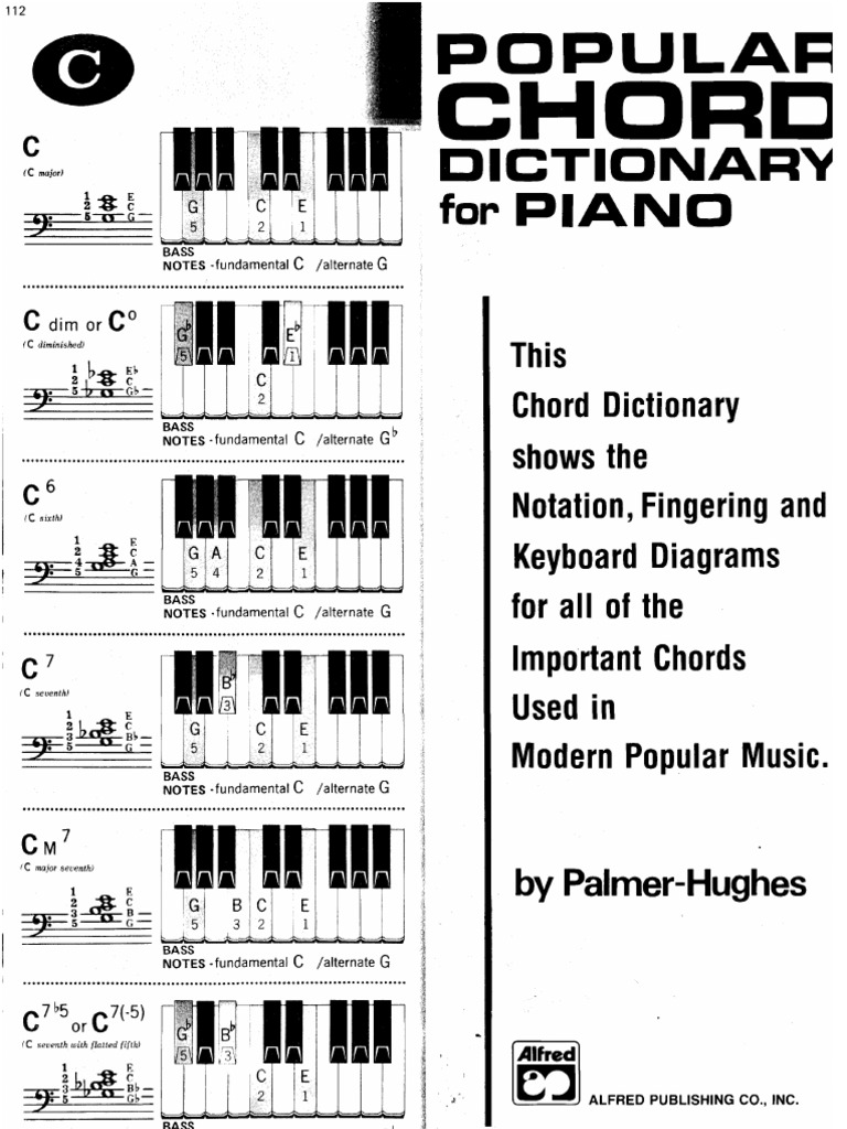 Book PalmerHughes Popular Chord Dictionary for Piano Chord (Music) Harmony