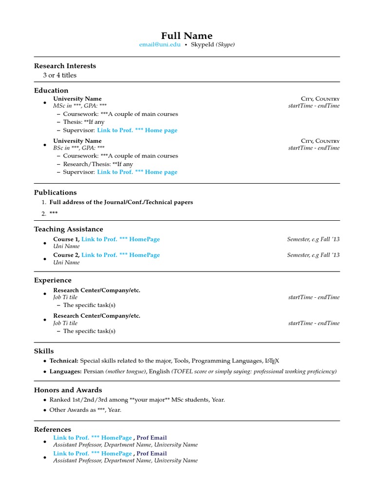Academic CV Template for Researchers | PDF | Career & Growth | Art