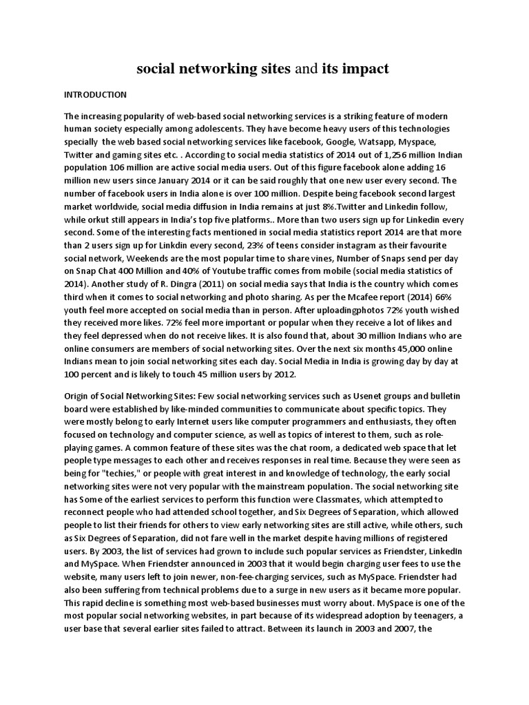 Social Networking Sites and Its Impact | PDF | Social Media | Popular ...