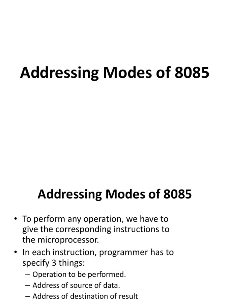 Types of Addressing Modes in 8085 | PDF | Integrated Circuit | Computer ...
