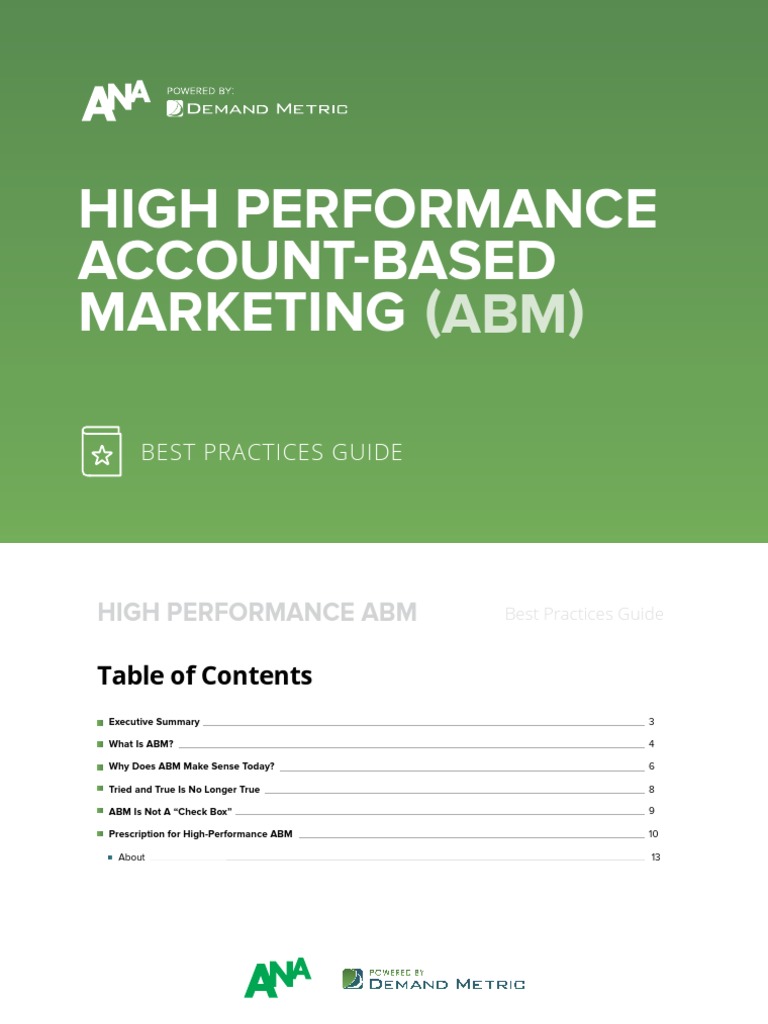 ANA High Performance ABM BPG | PDF | Sales | Analytics