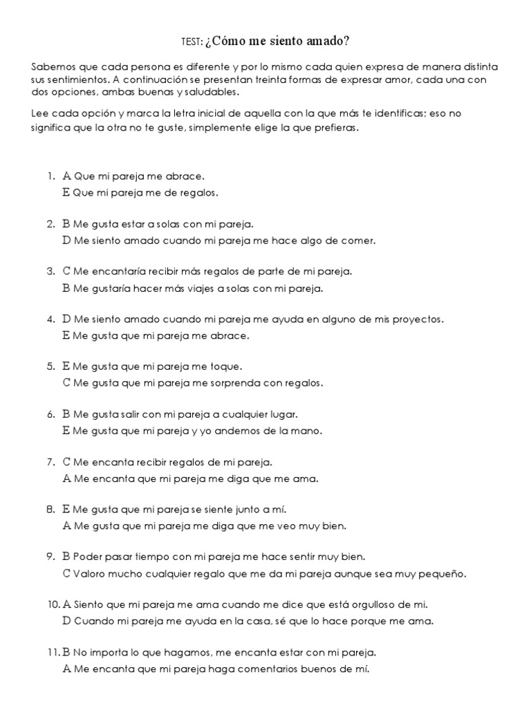 Test Lenguaje de Amor | PDF | Amor