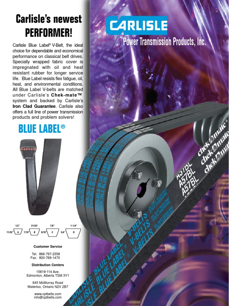 Carlisle Blue Label Belts Belt (Mechanical) Mechanical Engineering