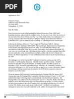 Letter to Alabama Democratic Party