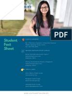 Student Fact Sheet: To The University of Southampton Malaysia