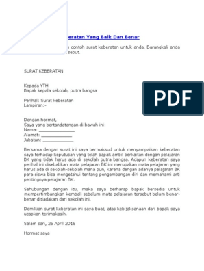 Contoh Surat Keberatan Yang Baik Dan Benar