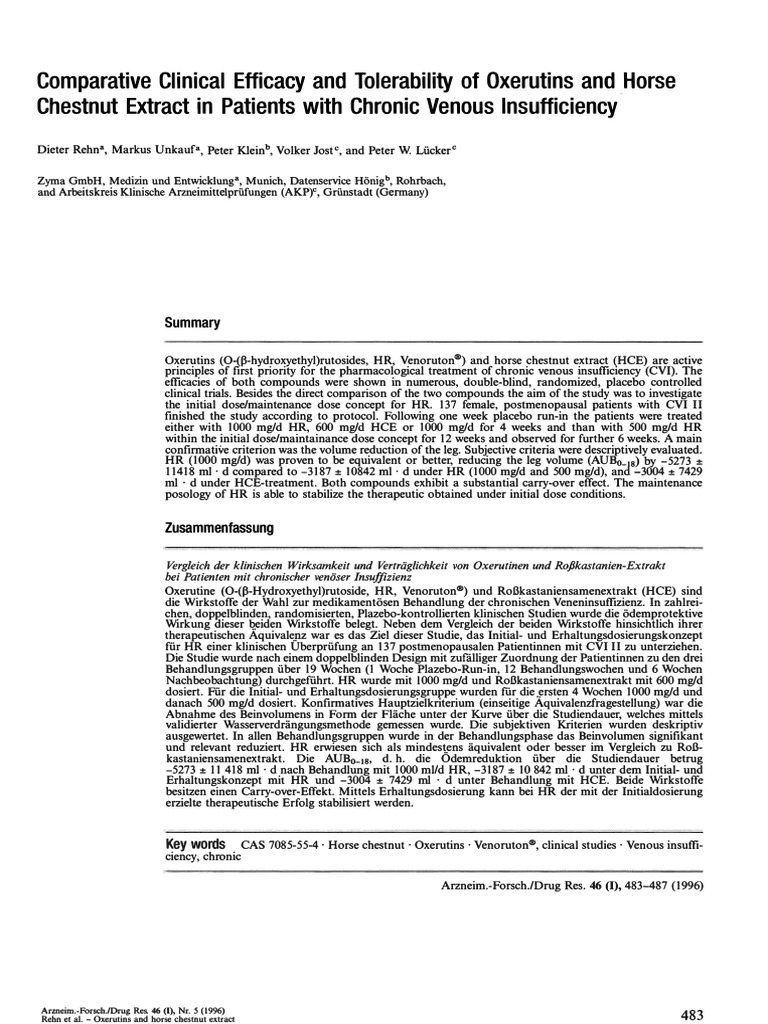 Comparative Clinical Efficacy and Tolerability of Oxerutins and - Horse ...
