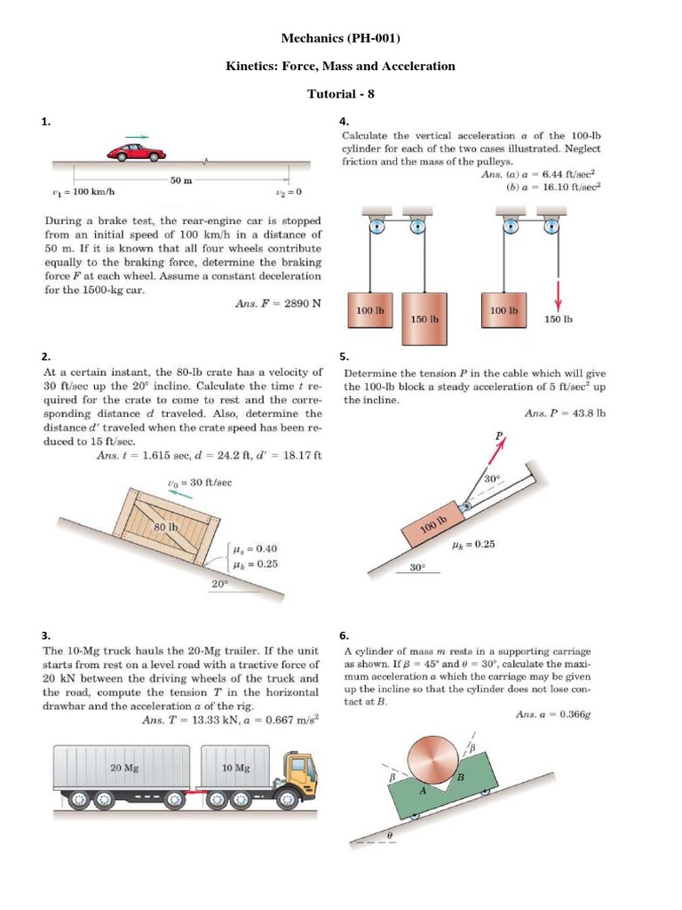 Kinetics Tutorial: Force & Acceleration | PDF | Science & Mathematics ...