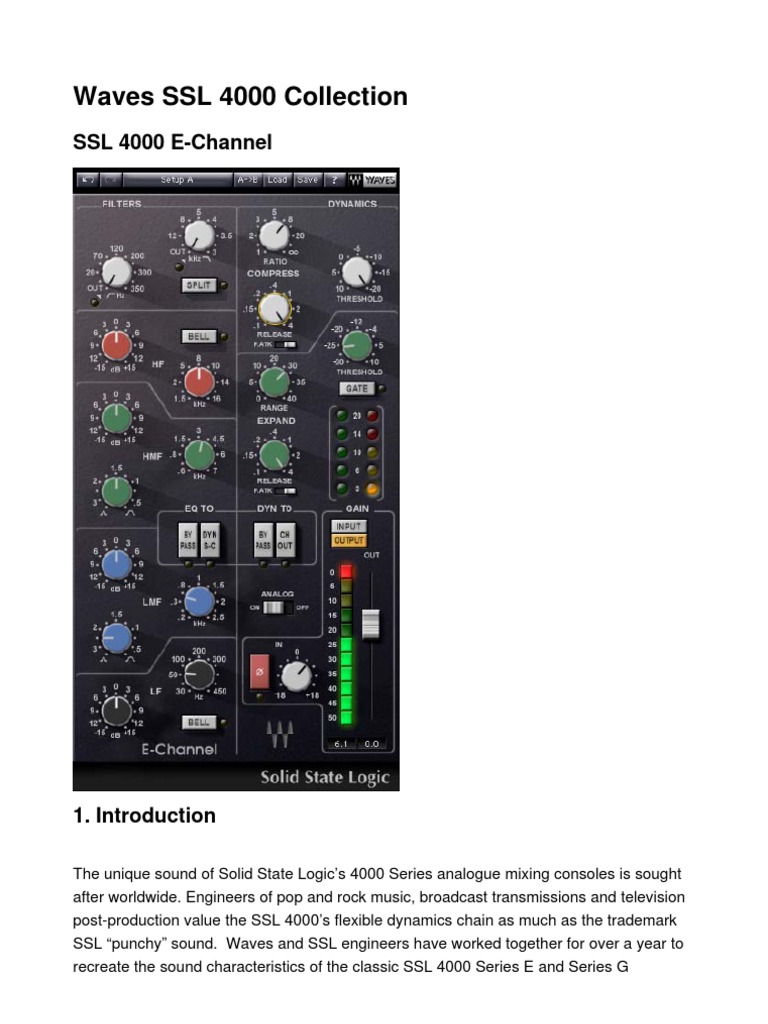 SSL4000 E-Channel Manual | PDF | Equalization (Audio) | Sound ...