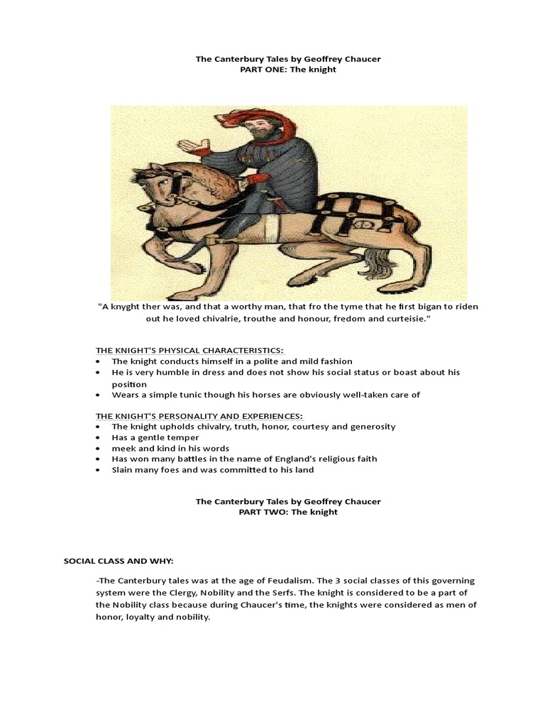 The Knight's Tale Summary | PDF | Knight | The Canterbury Tales