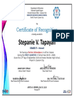 Certificate of Recognition: Stepanie V. Tapayan