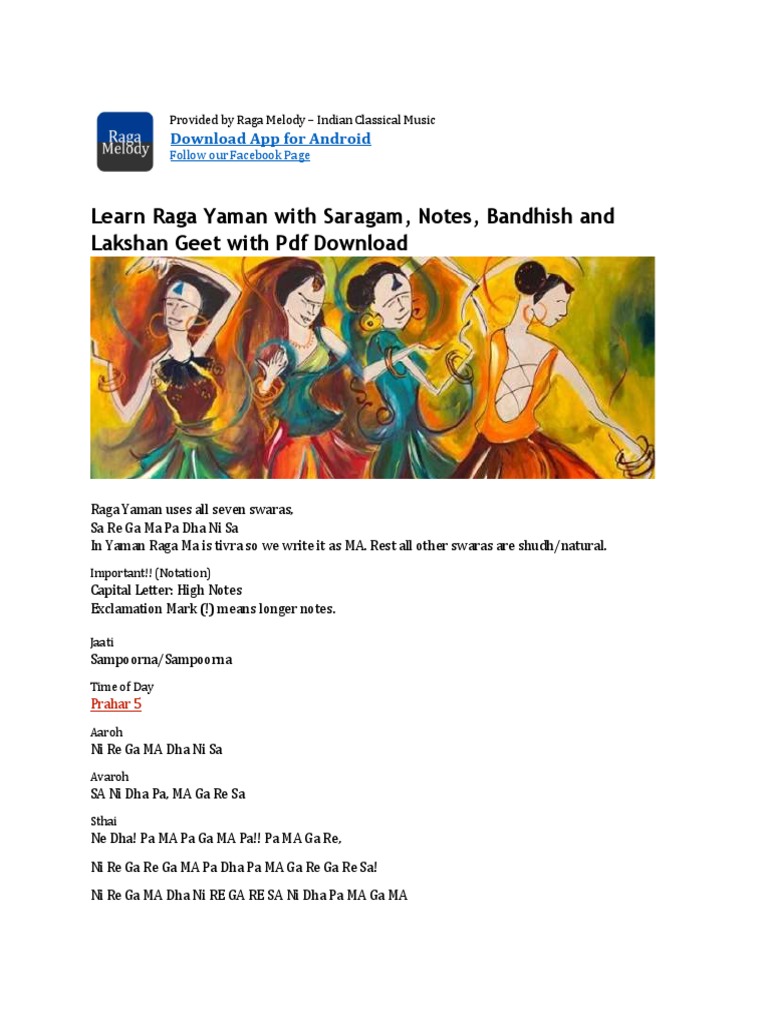Raga Yaman Notes Bandhish Lakshan Geet Pdf