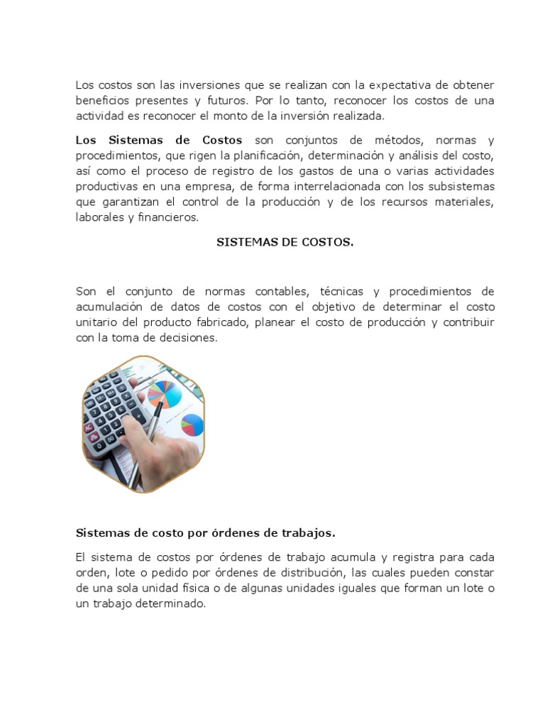 Sistemas de Costos Infografia | PDF | Costo | Planificación