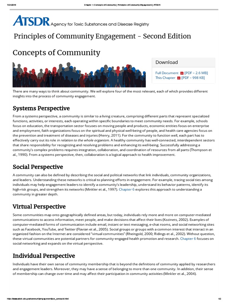 Chapter 1 - Concepts of Community - Principles of Community Engagement ...