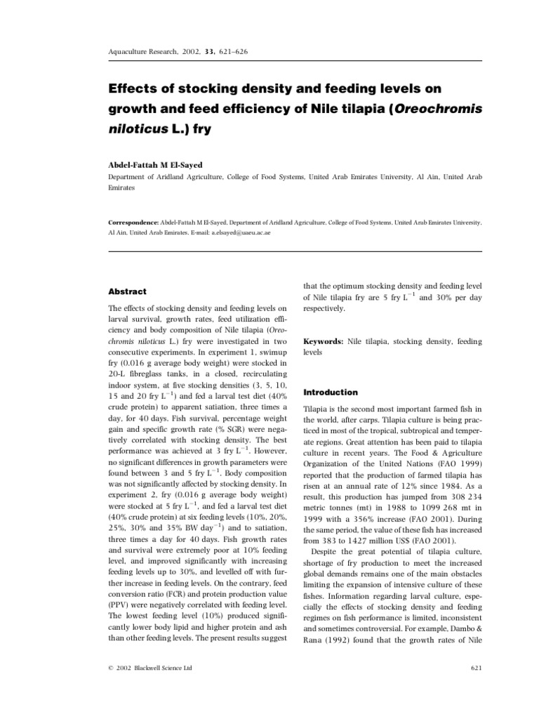 Stocking Density | PDF | Aquaculture | Fish