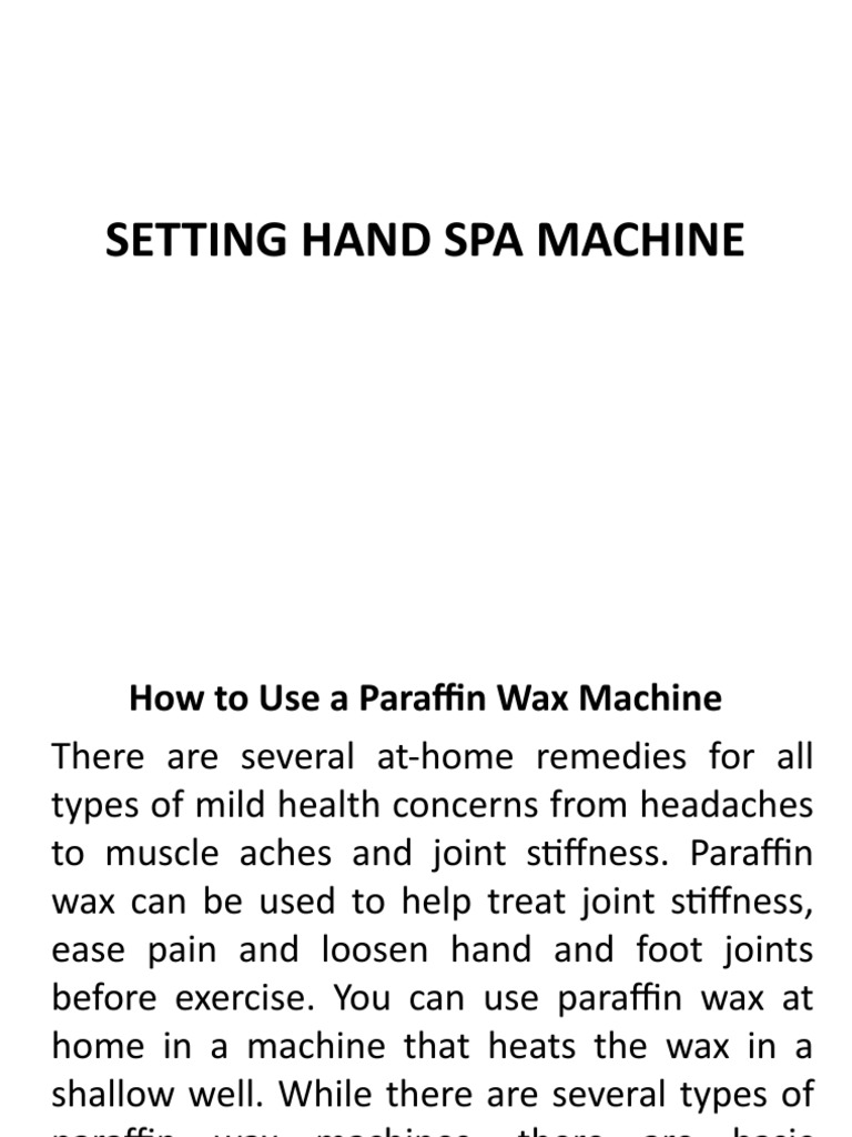 Setting Hand Spa Machine PDF Nature