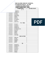 I Term Exam Time Table 2019-2020