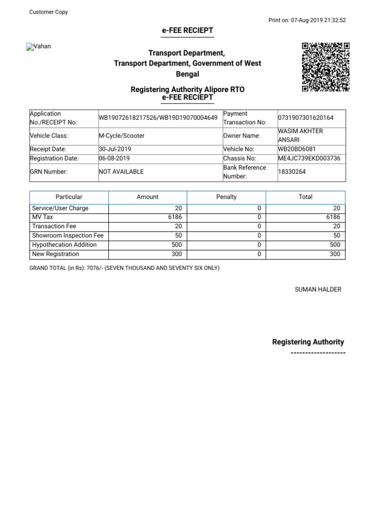 Https Vahan Parivahan.gov in Vahanservice Vahan Ui Eapplication
