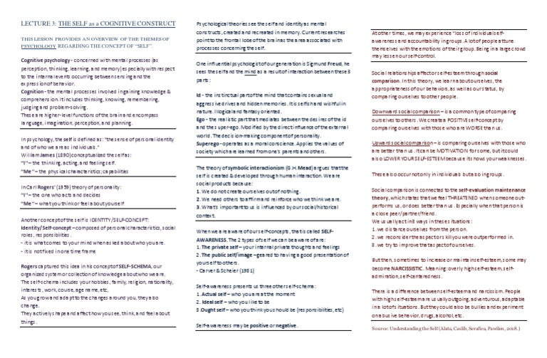Understanding the Self: Cognitive Constructs | PDF | Id | Self Concept