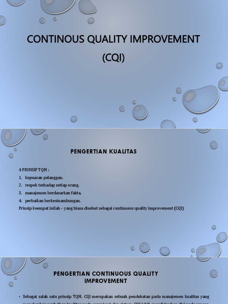 Prinsip dan Proses CQI dalam TQM | PDF | Bisnis | Pengembangan Diri