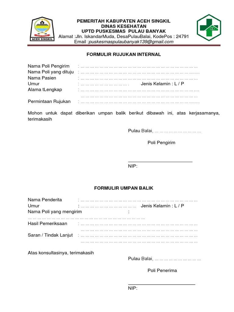 Formulir Rujukan Internal | PDF | Olahraga & Rekreasi