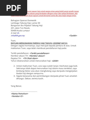 Contoh Surat Rayuan Haji Warga Emas Pdf