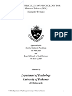 Revised Curriculum of Psychology For Master of Science (MSC) (Semester System)