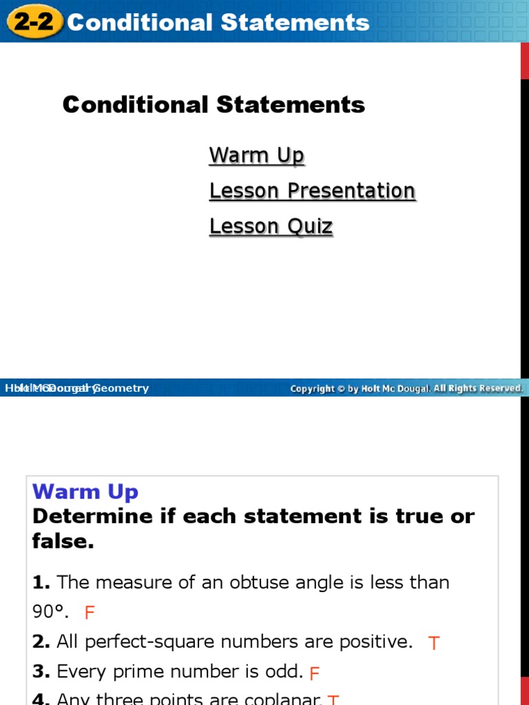 Understanding Conditional Statements in Geometry | PDF | Angle | Logic