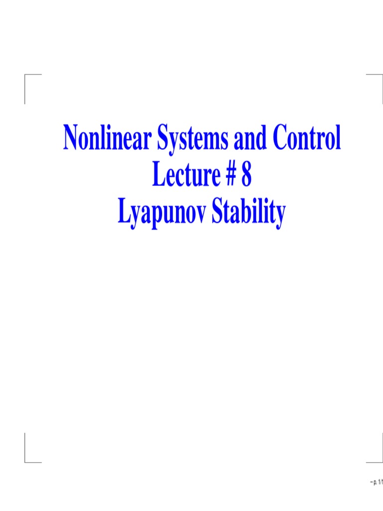Lyapunov Stability in Nonlinear Systems | PDF | Stability Theory ...