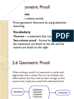 2.6 Geometric Proof: Objectives