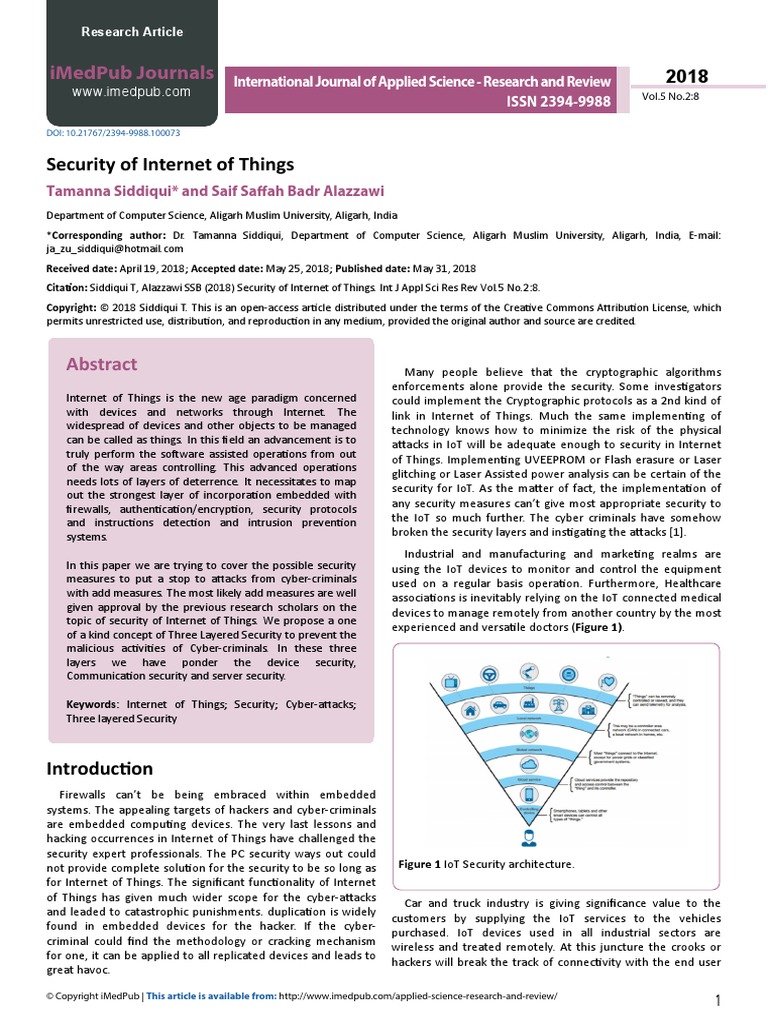 Security of Internet of Things | PDF | Internet Of Things | Computer ...