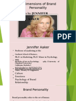 5 Dimensions of Brand Personality: Given by JENNIFER
