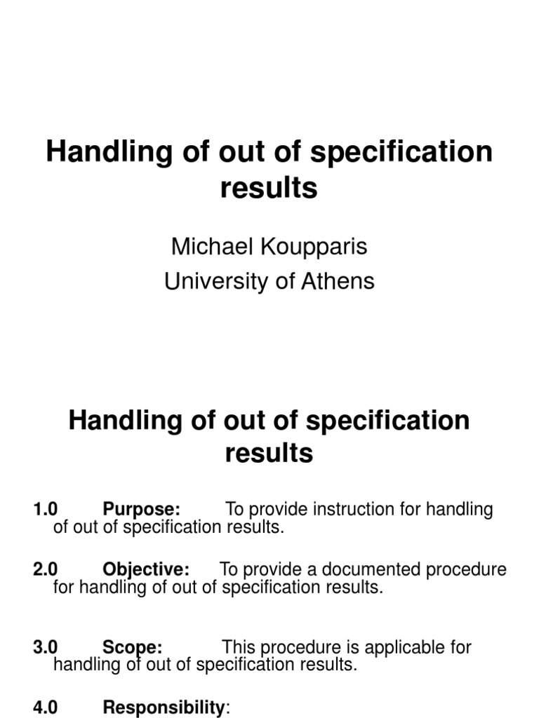 Out of Specification Results Handling Guide | PDF | Specification ...