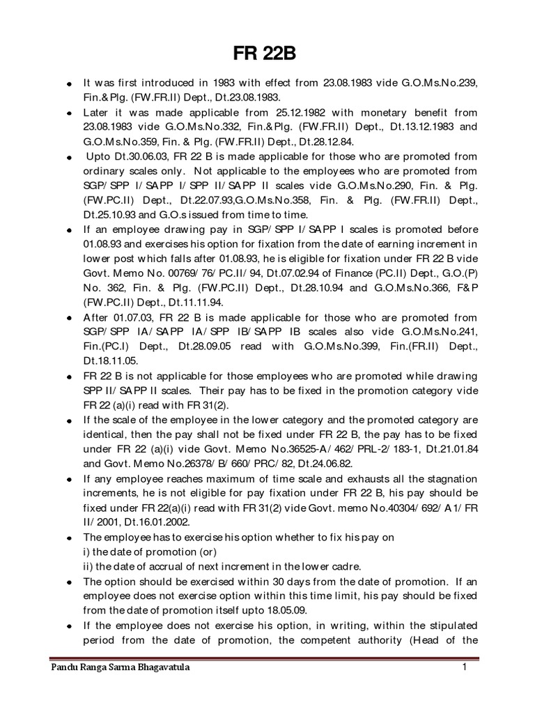FR 22B Pay Fixation Guidelines | PDF | Government | Justice