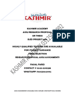 Kashmir Academy Aiou Research Proposal or Thesis B.Ed Project 8613