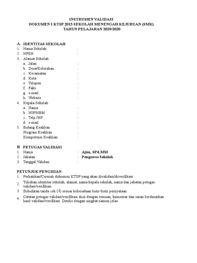 8 Instrumen Validasi Rkjm