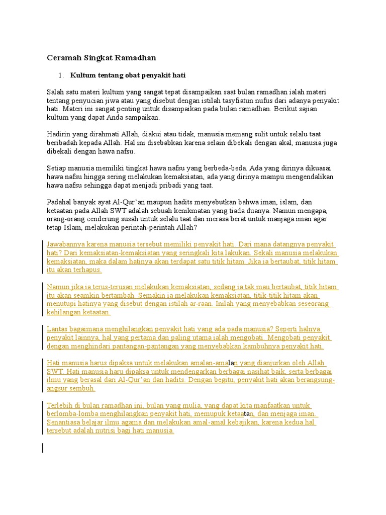 Ceramah Pada Bulan Ramadhan Singkat