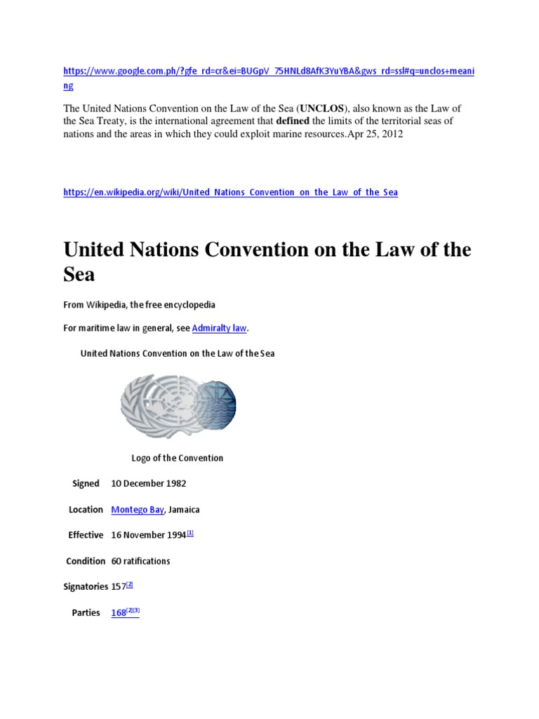 United Nations Convention on the Law of the Sea - Wikipedia