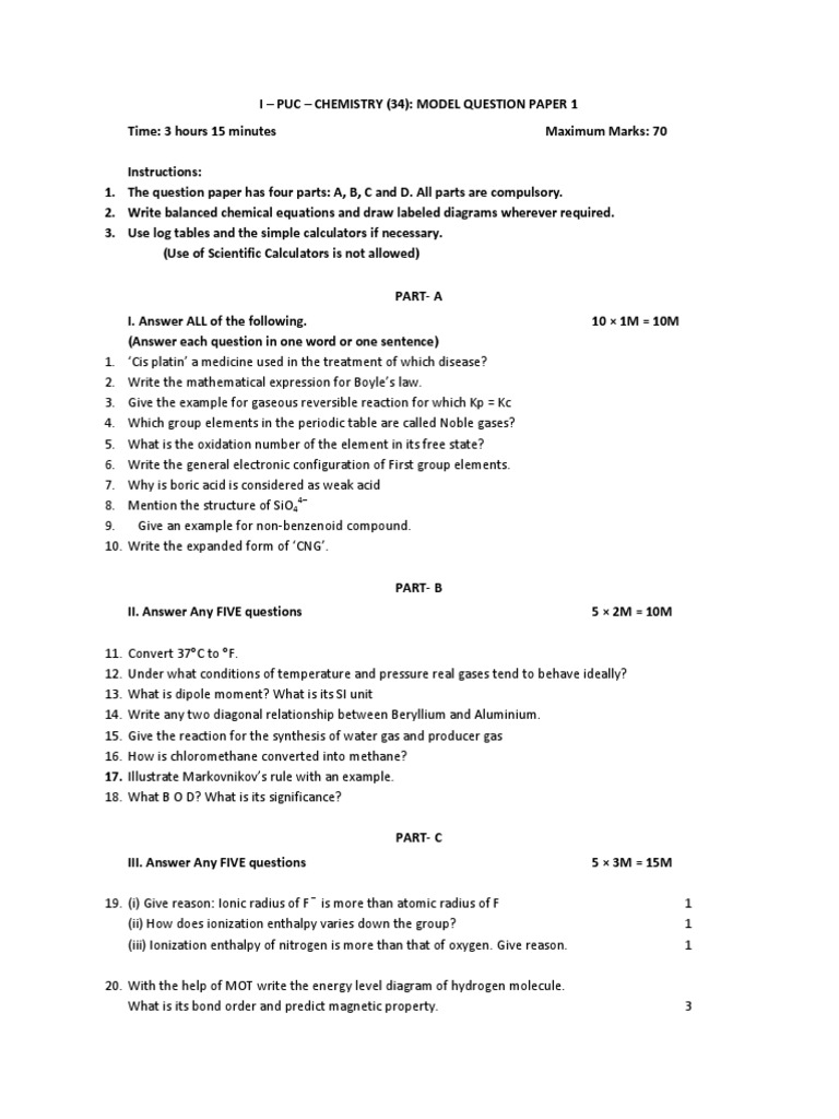 1ST PUC CHEMISTRY IMPORTANT QUESTIONS WITH ANSWERS PDF DOWNLOAD KANNADA MEDIUM visual data 7