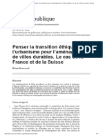 Penser La Transition Éthique de L'urbanisme Pour L'aménagement de Villes Durables. Le Cas de La France Et de La Suisse