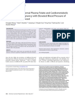 Association of Maternal Plasma Folate and Cardiometabolic Risk Factors in Pregnancy With Elevated Blood Pressure of Offspring in Childhood