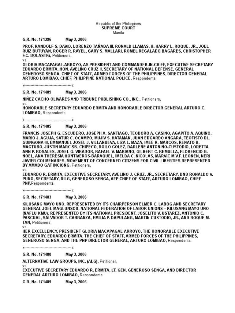 David v arroyo g r no 171396 may 3 2006 pdf standing law