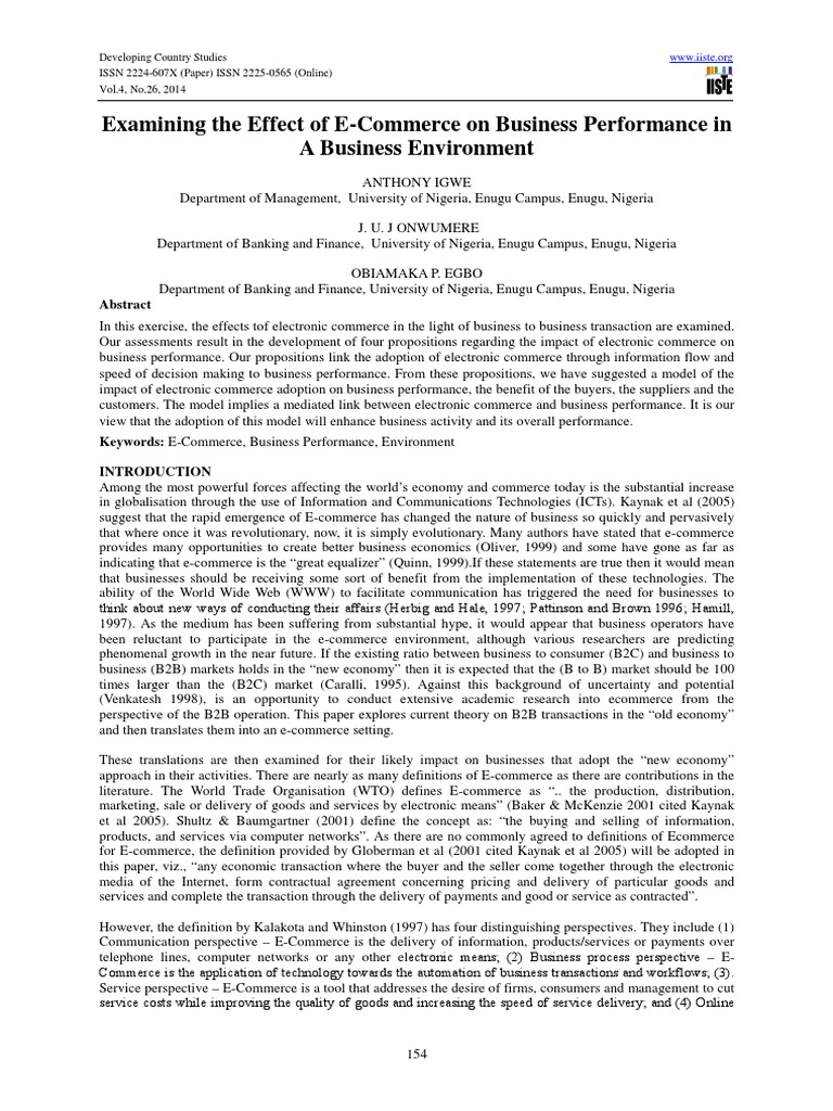 E-Commerce Impact on Business Performance | PDF | E Commerce | Supply Chain