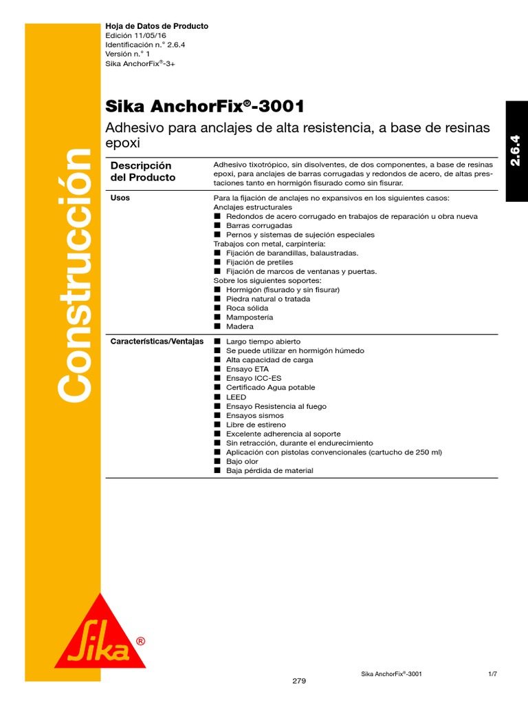 Taco químico Sika AnchorFix ® 3001 - ADA Distribuciones