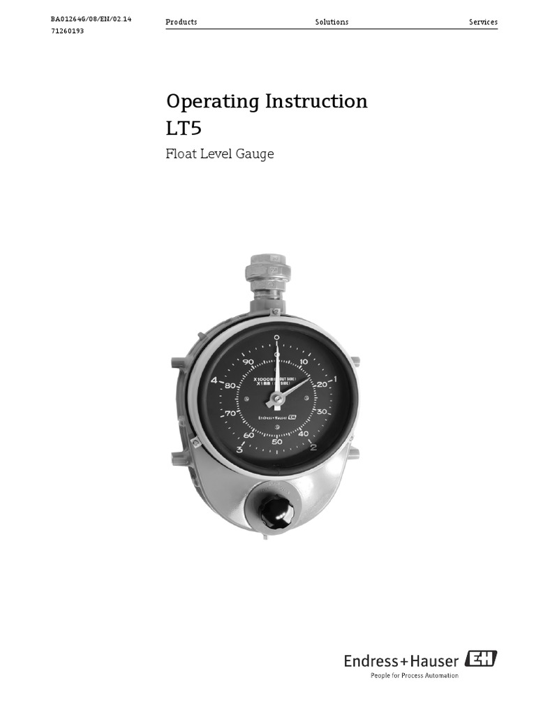 Float and Tape Type Level Gauge Endress Hauser Operating