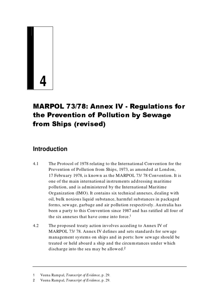 MARPOL Annex IV: Sewage Pollution Regulations | PDF | Law