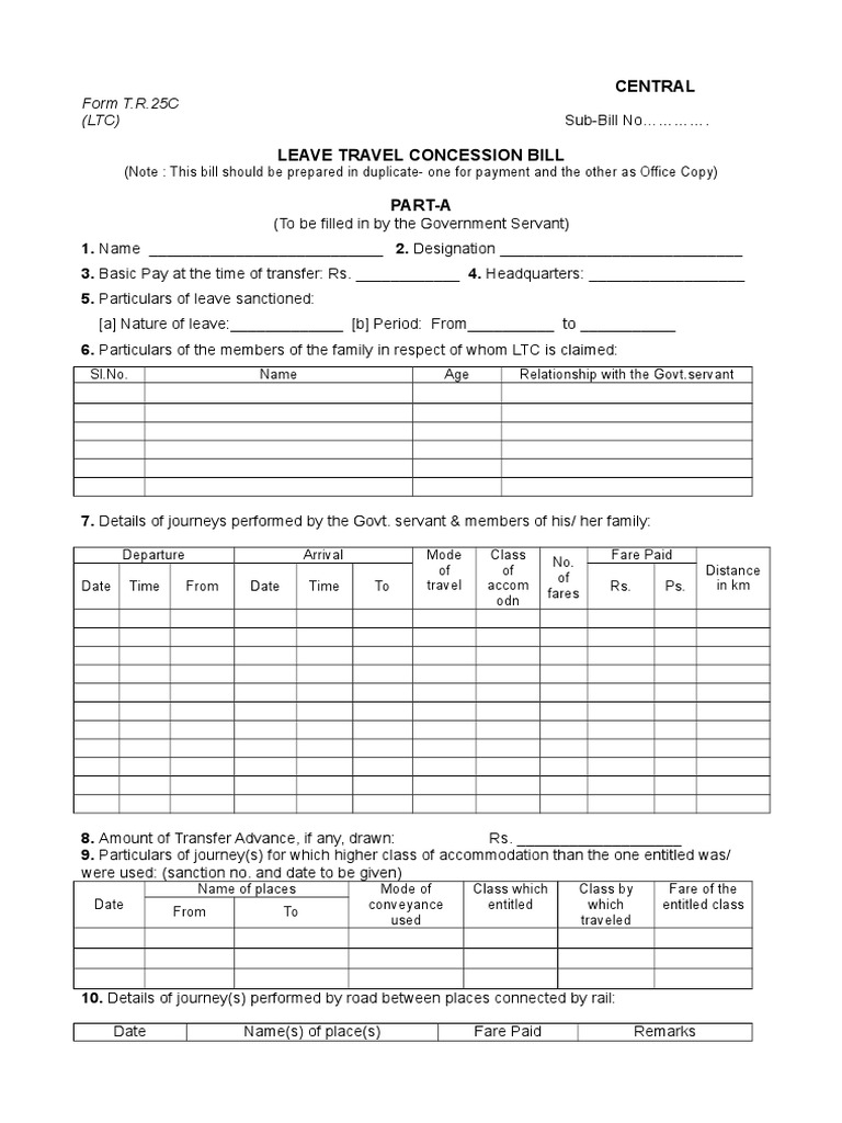 LTC Claim Bill Form for Employees | PDF | Government | Business