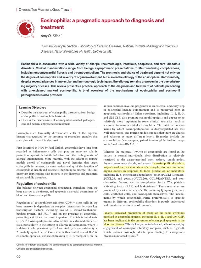 Eosinophilia: A Pragmatic Approach To Diagnosis and Treatment | PDF ...