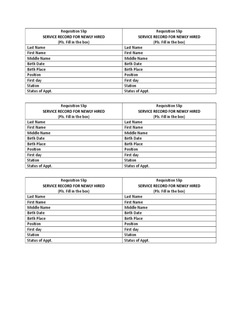 Service Record Requisition Slip | PDF